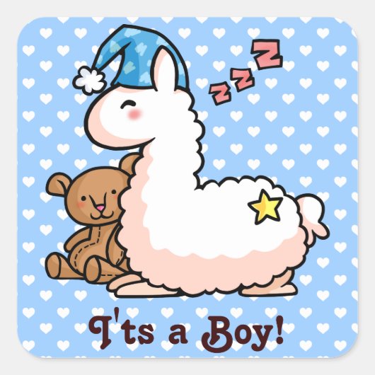 Het is een Boy Llama! Vierkante Sticker (Voorkant)