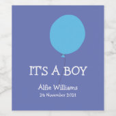 Het is een Boy Modern grillig blauw wijnlabel Wijn Etiket (Enkel label)