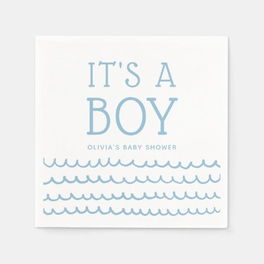 Het is een Boy Nautical Baby shower | Zachte blauw Servet (Voorkant)