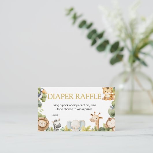 Het is een Boy Oerwoud Safari Dierenluier Raffle Informatiekaartje (Staand voorkant)