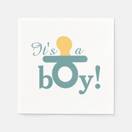 Het is een Boy Pacifier Announcement Paper Napkin- Servetten (Voorkant)