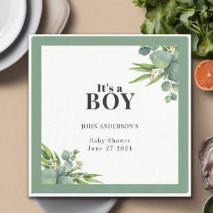 Het is een Boy Palms Leaves Floral Green Baby show Servet
