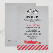 Het is een Boy Race Car Baby shower uitnodiging (Voorkant / Achterkant)