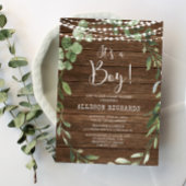 Het is een Boy Rustic licht groen baby shower Kaart