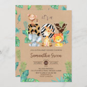 Het is een Boy Safari Oerwoud Baby shower Kaart (Voorkant / Achterkant)