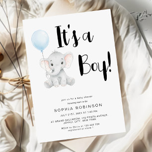 Het is een Boy Schattige Elephant Typography Baby  Kaart