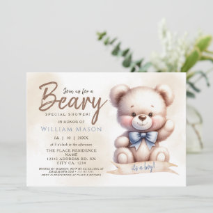 Het is een Boy Schattige Teddy Bear Baby shower Wa Kaart