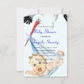 Het is een Boy Shower Invitation Stork die Baby ve (Voorkant)