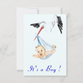 Het is een Boy Shower Invitation Stork die Baby ve (Achterkant)