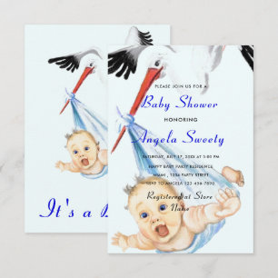 Het is een Boy Shower Invitation Stork die Baby ve