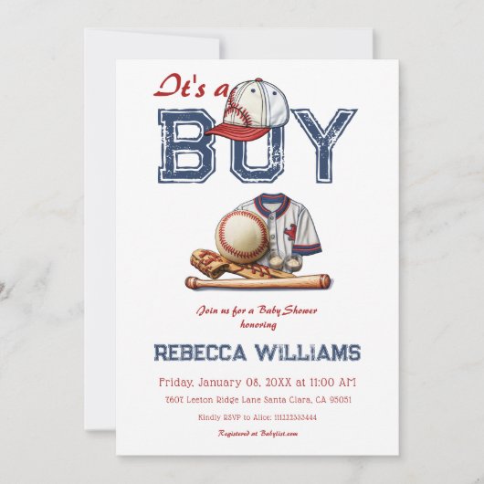Het is een Boy Sport Baseball thema Baby shower Kaart (Voorkant)