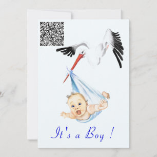 Het is een Boy Stork Baby Boy Shower nodigt QR Cod
