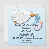 Het is een Boy Stork Baby Shower Invitations Kaart (Achterkant)