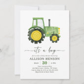 Het is een Boy Tractor Baby shower Kaart (Voorkant)