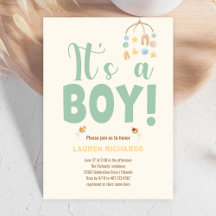 Het is een Boy Typography Boho kleurrijk Baby show