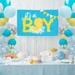 Het is een Boy Waterverf Rubber Duck Baby shower Spandoek