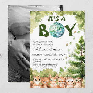 Het is een Boy Woodland Disco Baby Boy Shower Kaart