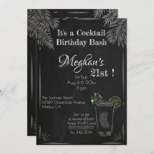 Het is een Cocktail Birthday Bash 21st Kaart