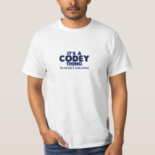 Het is een Codey Thing Surname T-Shirt (Voorkant)