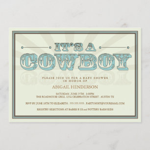 Het is een Cowboy Country Baby shower Blue Invitat Kaart