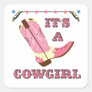 Het is een cowgirl sticker