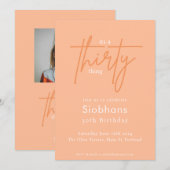 het is een dertig ding 30e verjaardag perzik foto kaart (Voorkant / Achterkant)