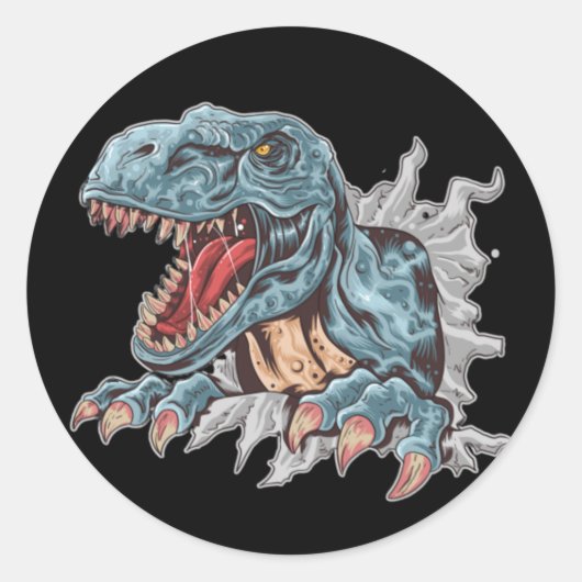 Het is een dinosaurus ronde sticker (Voorkant)