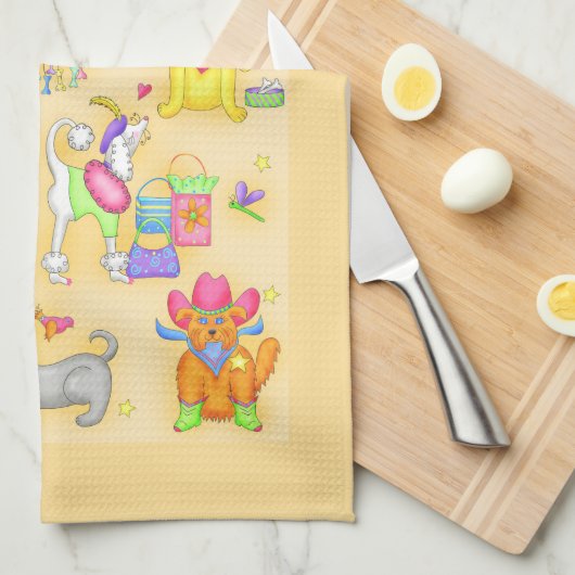 Het is een Dogs Life Whimsy Funny Dogs Yellow Theedoek (Quarter Fold)