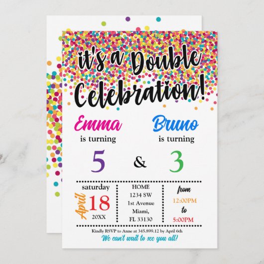 Het is een dubbele verjaardagsuitnodiging kaart (Voorkant / Achterkant)