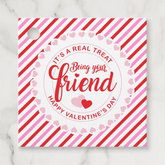 Het is een echte traktatie om je vriend-Valentijn Bedankjes Labels (Voorkant)