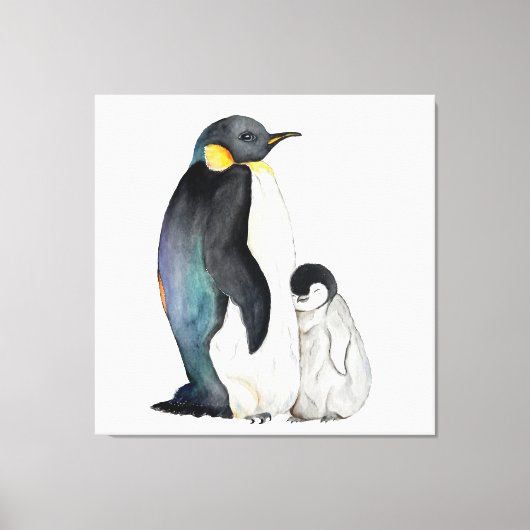 Het is een familie van pinguïns waterverf tekening canvas afdruk (Voorkant)