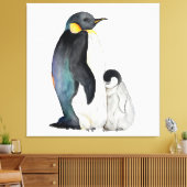 Het is een familie van pinguïns waterverf tekening canvas afdruk (Insitu (Woonkamer))
