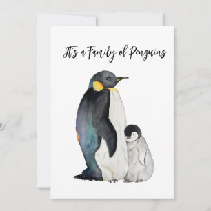 Het is een familie van pinguïns waterverf tekening kaart