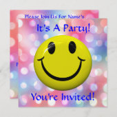 Het is een feest! Fun Happy Face-uitnodiging Kaart (Voorkant / Achterkant)
