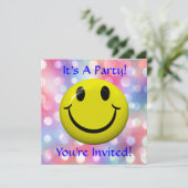 Het is een feest! Fun Happy Face-uitnodiging Kaart (Staand voorkant)
