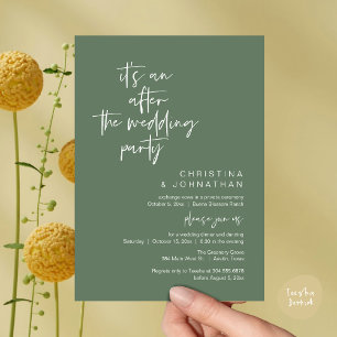 Het is een feest na het huwelijk, elopement diner kaart