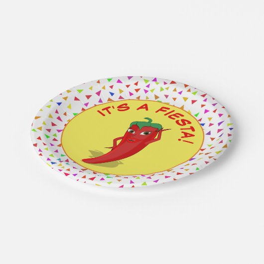 Het is een Fiesta met Confetti Pattern Papieren Bordje (Gekanteld)