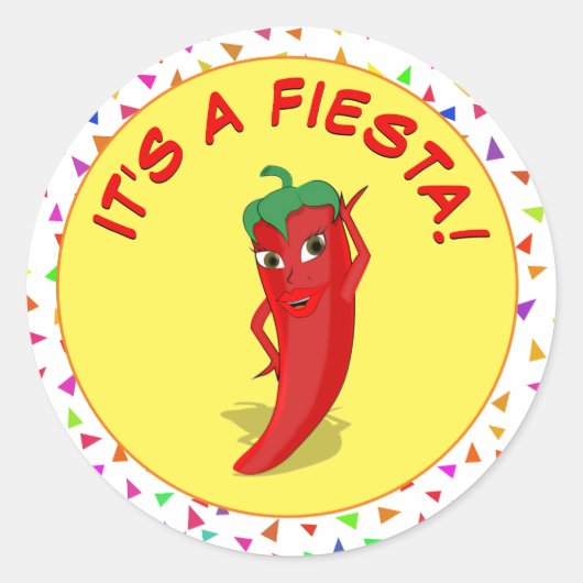 Het is een Fiesta met Confetti Pattern Ronde Sticker (Voorkant)