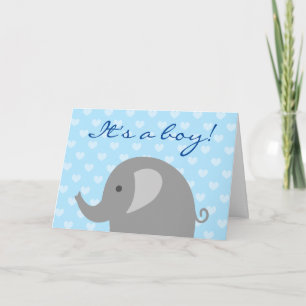 Het is een geboortekaartje met olifant kaart