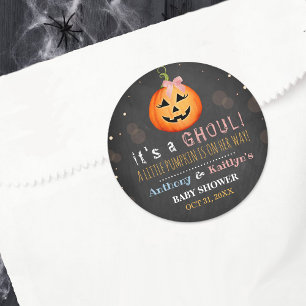 Het is een Ghoul. Little Pumpkin Halloween Baby sh Ronde Sticker