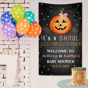 Het is een Ghoul. Little Pumpkin Halloween Baby sh Spandoek