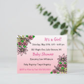 Het is een Gil, Pink Floral Whimsical Baby shower Briefkaart (Staand voorkant)