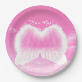 Het is een Girl Angel Wings Paper Bord 9"