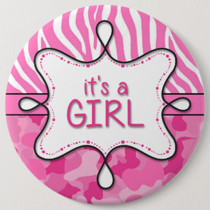 Het is een Girl Announcement Pin 3 Ronde Button 6,0 Cm