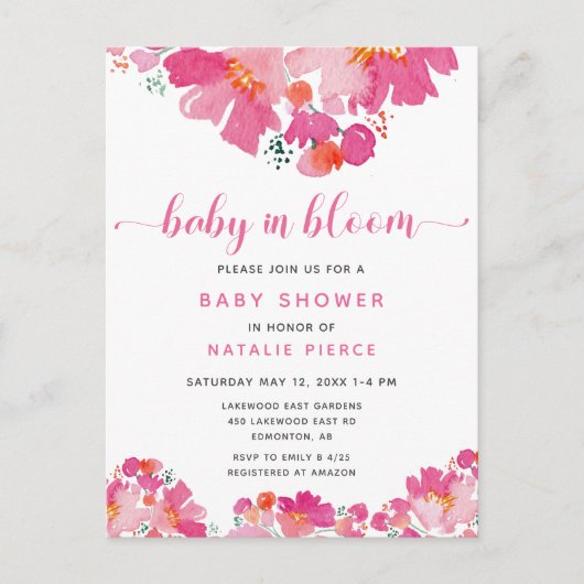 Het is een Girl Baby in Bloom Baby shower Pink Flo Briefkaart (Voorkant)