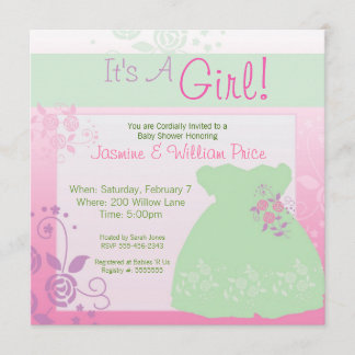 Het is een Girl Baby shower Invitation Pastel Dres Kaart