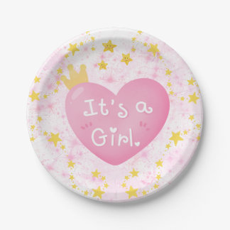 Het is een Girl Baby shower Paper Borden Papieren Bordje