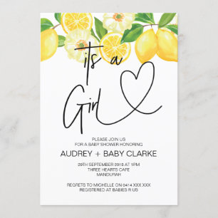 Het is een Girl Baby shower Party Summer Lemon Kaart