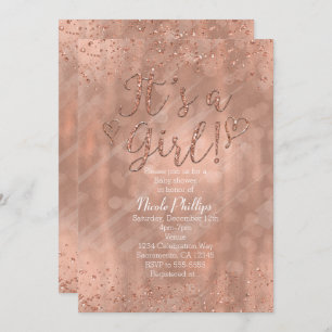 Het is een Girl Baby shower Pink Rose Gold Glamor Kaart
