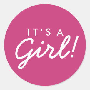 Het is een Girl Baby shower Sticker - Roze en wit